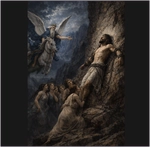 Oceanus visiting the chained to rocks Prometheus, and Chorus of Oceanids