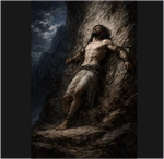 Prometheus chained to rock