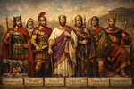 Romulus, Numa Pompilius, Tullus Hostilius, Ancus Marcius, Tarquinius Priscus, Servius Tullius, and Tarquinius Superbus are the seven Kings of Rome